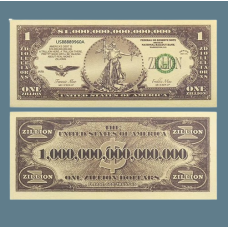 Сувенірна банкнота “1 Зілліон доларів“ Zillion США 2011 р. (зі світним зображенням орла)