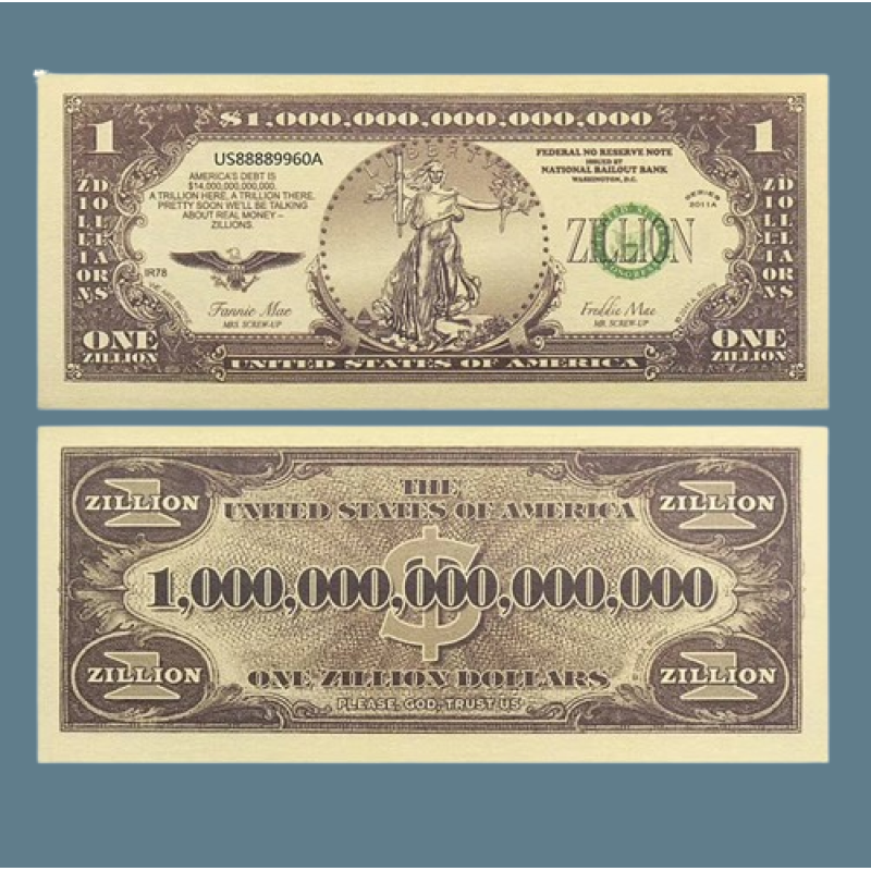 Сувенірна банкнота “1 Зілліон доларів“ Zillion США 2011 р. (зі світним зображенням орла)