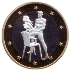 Сувенірна еротична монета 6 еросів (Sex euros). Сувенірний жетон