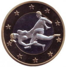 Сувенірна еротична монета 6 еросів (Sex euros). Сувенірний жетон
