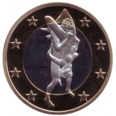 Сувенірна еротична монета 6 еросів (Sex euros). Сувенірний жетон