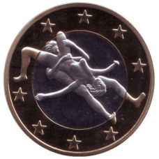 Сувенірна еротична монета 6 еросів (Sex euros). Сувенірний жетон