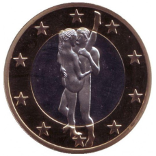 Сувенірна еротична монета 6 еросів (Sex euros). Сувенірний жетон