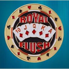 Колекційна монета Щаслива фішка Сазіно монета удачі (талісман “Royal Flush“ із серії “Золотий покер)