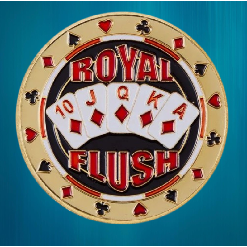 Колекційна монета Щаслива фішка Сазіно монета удачі (талісман “Royal Flush“ із серії “Золотий покер)