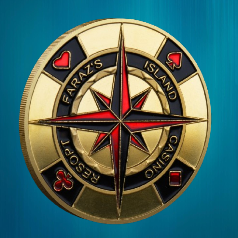 Колекційна монета Щаслива фішка Casino Компас (Зберігач карт “German Virgin“/“Золотий покер“))