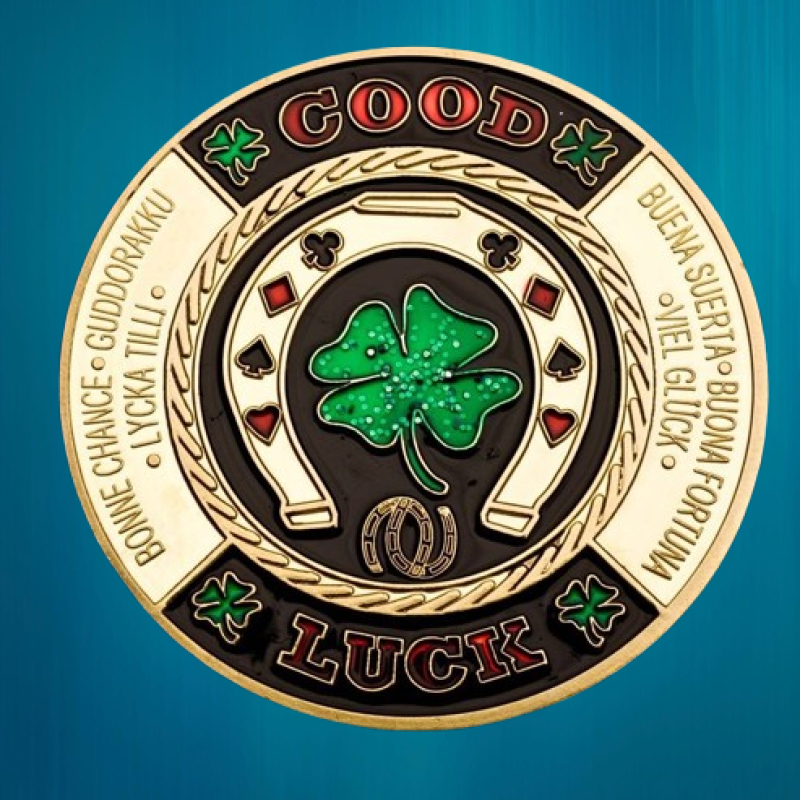 Колекційна монета Щаслива фішка Casino монета удачі (Хранитель карт “GOOD LUCK“/“Золотий покер“)