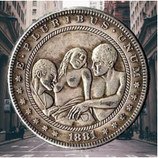 Сувенір монета 1 долар 1878 р. Банка США, “Сексуальна серія НЮ“. монета «Романтічне рішення»