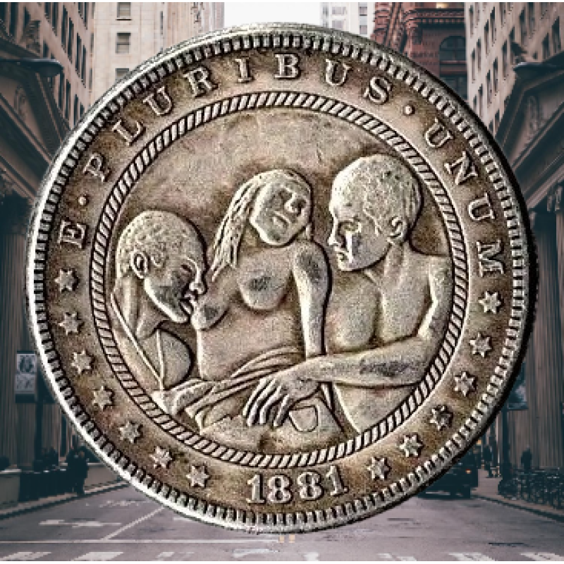 Сувенір монета 1 долар 1878 р. Банка США, “Сексуальна серія НЮ“. монета «Романтічне рішення»