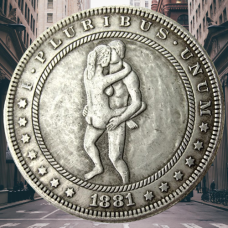 Сувенір монета 1 долар 1878 р. Банка США, “Сексуальна серія НЮ“. монета «Романтічне рішення»