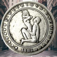 Сувенір монета 1 долар 1878 р. Банка США, “Сексуальна серія НЮ“. монета «Романтічне рішення»