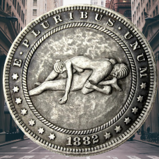 Сувенір монета 1 долар 1878 р. Банка США, “Сексуальна серія НЮ“. монета «Романтічне рішення»