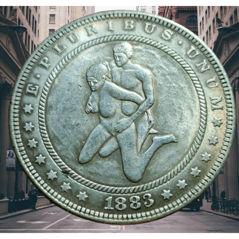 Сувенір монета 1 долар 1878 р. Банка США, “Сексуальна серія НЮ“. монета «Романтічне рішення»