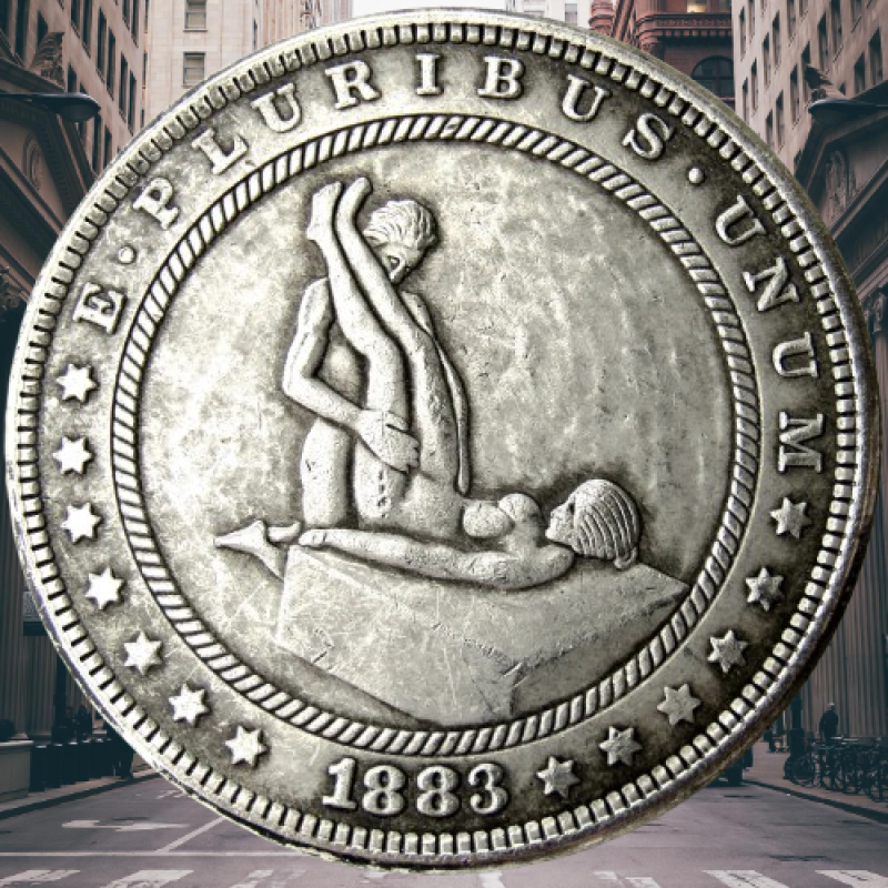 Сувенір монета 1 долар 1878 р. Фермаха США, “Сексуальна серія НЮ“. монета «Романтічне рішення»