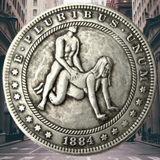 Сувенір монета 1 долар 1878 р. Банка США, “Сексуальна серія НЮ“. монета «Романтічне рішення»