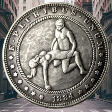 Сувенір монета 1 долар 1878 р. Банка США, “Сексуальна серія НЮ“. монета «Романтічне рішення»
