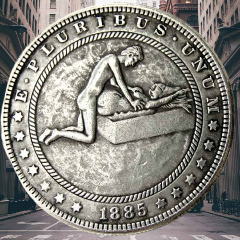 Сувенір монета 1 долар 1878 р. Банка США, “Сексуальна серія НЮ“. монета «Романтічне рішення»