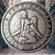 Сувенір монета 1 долар 1878 р. Банка США, “Сексуальна серія НЮ“. монета «Романтічне рішення»