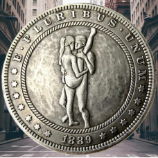 Сувенір монета 1 долар 1878 р. Банка США, “Сексуальна серія НЮ“. монета «Романтічне рішення»