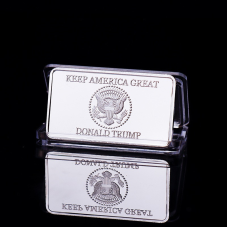Сувенірна монета-литок America Дональда Трампа 2021-2025г, Президента США на 100 доларів, сильвер