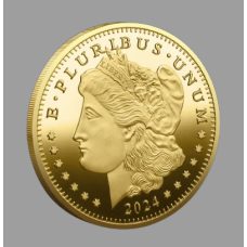 Сувенір монета 1 дол з кота 2024 г колір голок, american morgan dollar