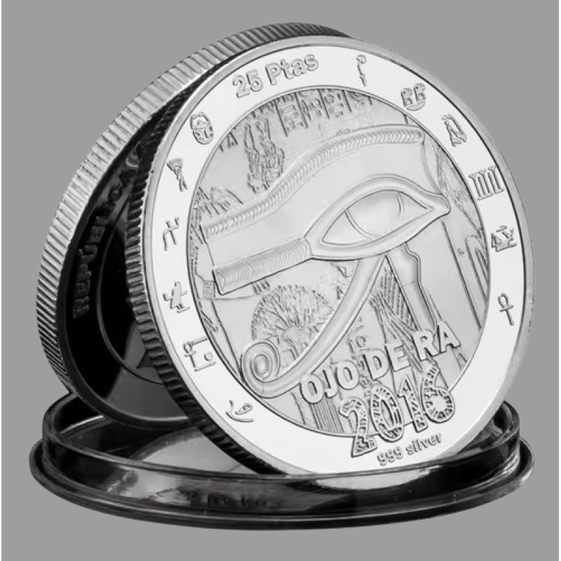 Сувенір монета 25 песет 2016 року, Єгипетська міфологія “Око Ра“. сувенірна посрібнена колекційна