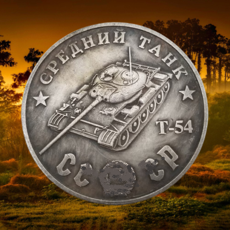 Сувенір монета Середній танк T-54. Серія “Танкі СсР“. Монетоподібний жетон