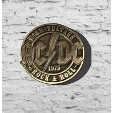 Вінтажна брошка рок-групи ACDC, металевий значок, High Voltage Rock Roll, 3 x 3 см