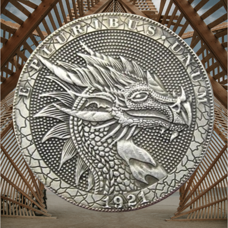 Сувенір монета долар США Банк 1921г “Дракон“. Hobo Coin American Morgan