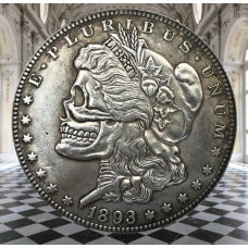 Сувенір монета долар СШАang 1893г “Череп і голова Свободи“. Hobo Coin American Morgan