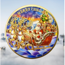 Монета сувенір кольорова “Щасливого Різдва!“ голд. Merry Christmas