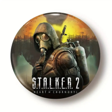 Пін значок із зображенням гри “STALKER 2: Серце Чорнобиля. Артовий сталкер на сірому тлі“