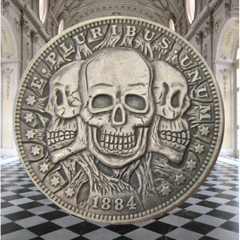Сувенір монета долар СШАang 1884г “Три Черепа“. Hobo Coin American