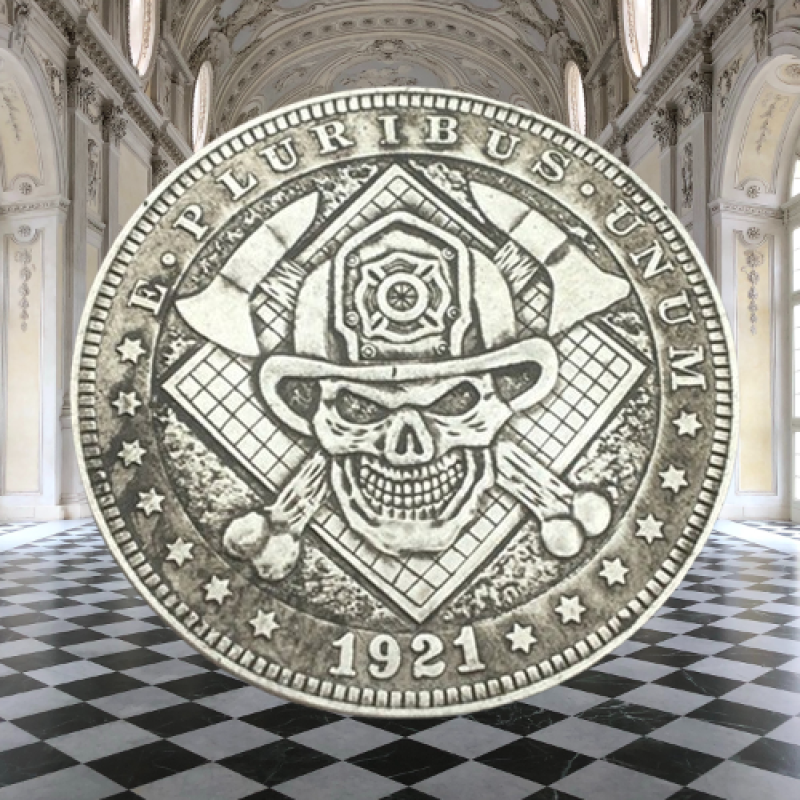 Сувенір монета долар США 1821г “Череп пожежника“. Hobo Coin American