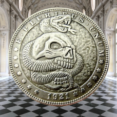 Сувенір монета долар СШАang 1821г “Черепа та змія“. Hobo Coin American