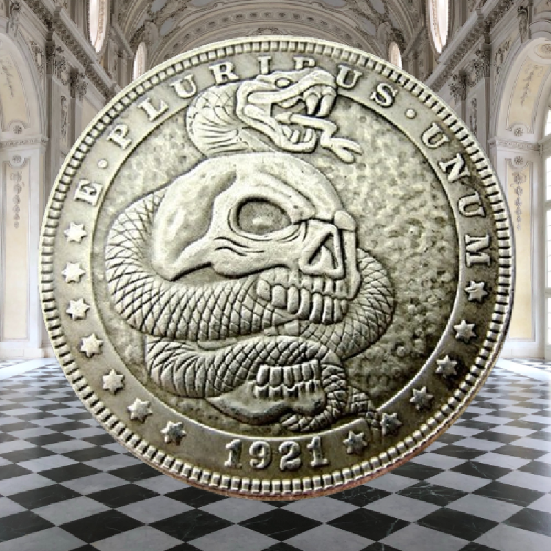 Сувенір монета долар СШАang 1821г “Черепа та змія“. Hobo Coin American