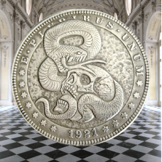 Сувенір монета долар СШАang 1821г “Змія та череп“. Hobo Coin American