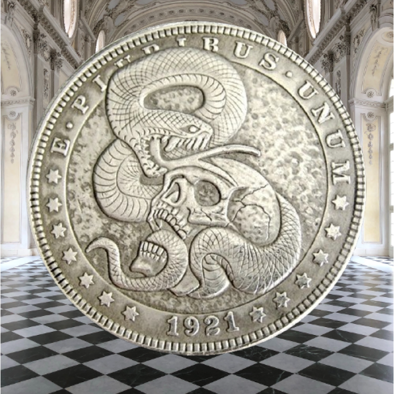 Сувенір монета долар СШАang 1821г “Змія та череп“. Hobo Coin American