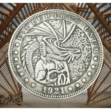 Сувенір монета долар США Банк 1921г “Дракончик і череп“. Hobo Coin American Morgan