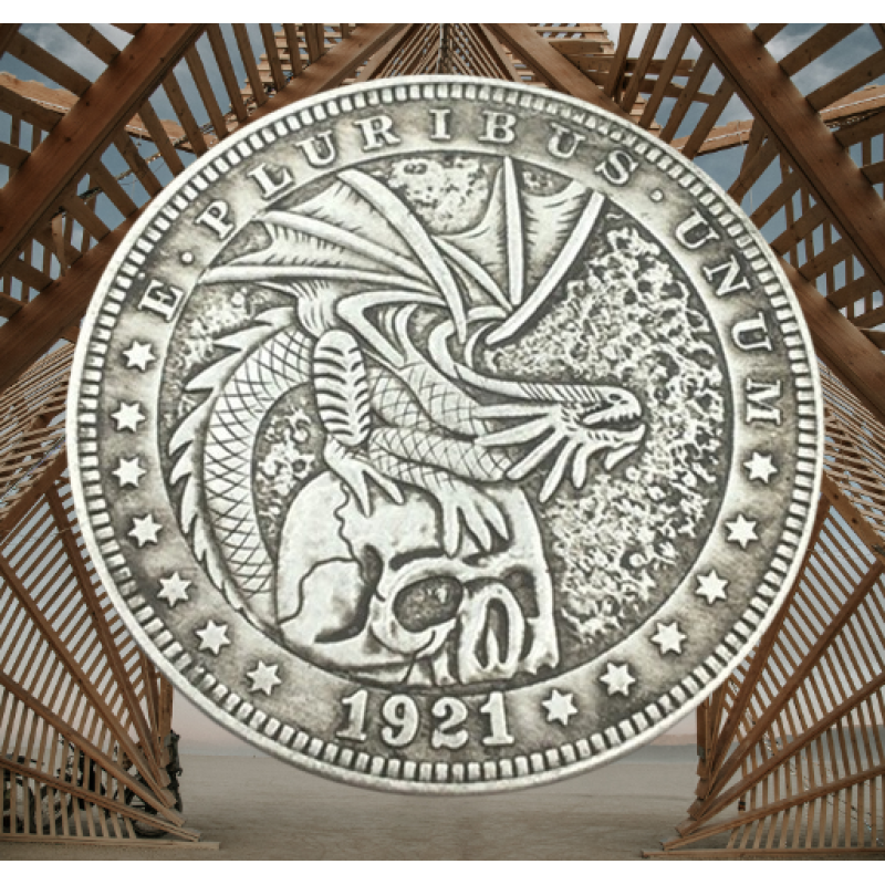 Сувенір монета долар США Банк 1921г “Дракончик і череп“. Hobo Coin American Morgan