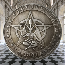 Сувенір монета долар США 1881г “Бафомет пентонарму“. Hobo Coin American Morgan