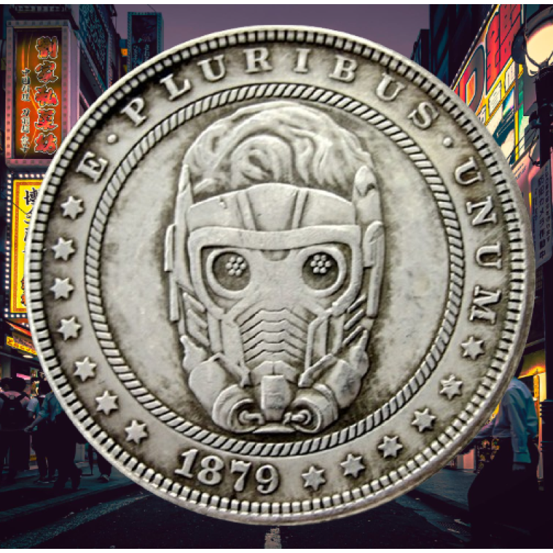 Сувенір монета долар США OF168 “Зоряний лорд Стражі Галактики“. Marvel Hobo Coin American