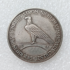 Монета сувенір 3 марки 1930, Німеччина Птах (Оснення Рейнської області).
