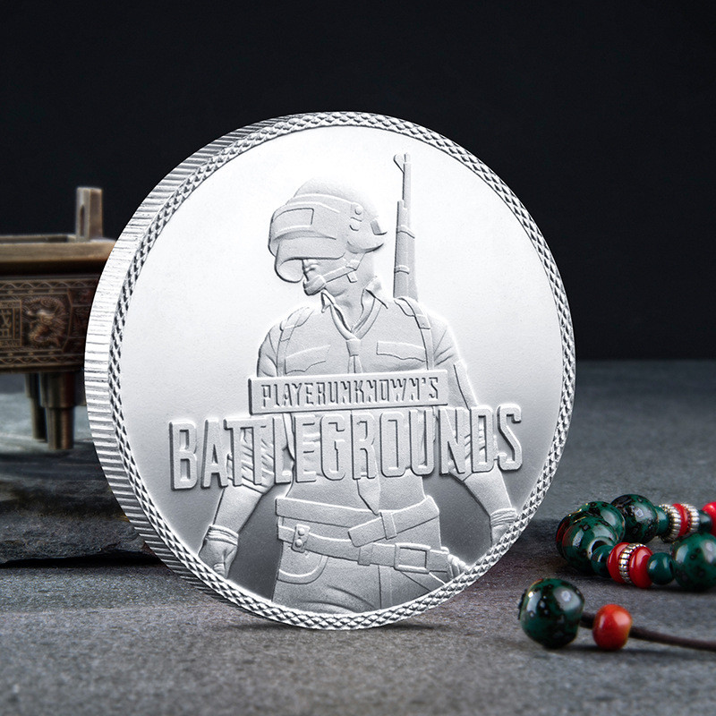 Монета в гаманець “Battlegrounds“ сильвер, для фанатів PUBG і геймерів “На удачу“