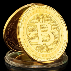 Сувенірна монета Bitcoin Біткоїн Anonymous mint. колір Золото