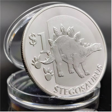 Сувенір срібна монета 1 015 г, “Стегозавр“ С“єра Леоне. Динозаври Stegosaurus