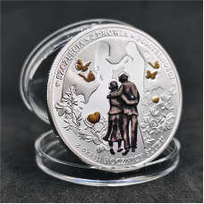 Сувенірна монета “Вічна любов і щастя“ Forever Love. кольорова сильвер. Подарунок на річницю