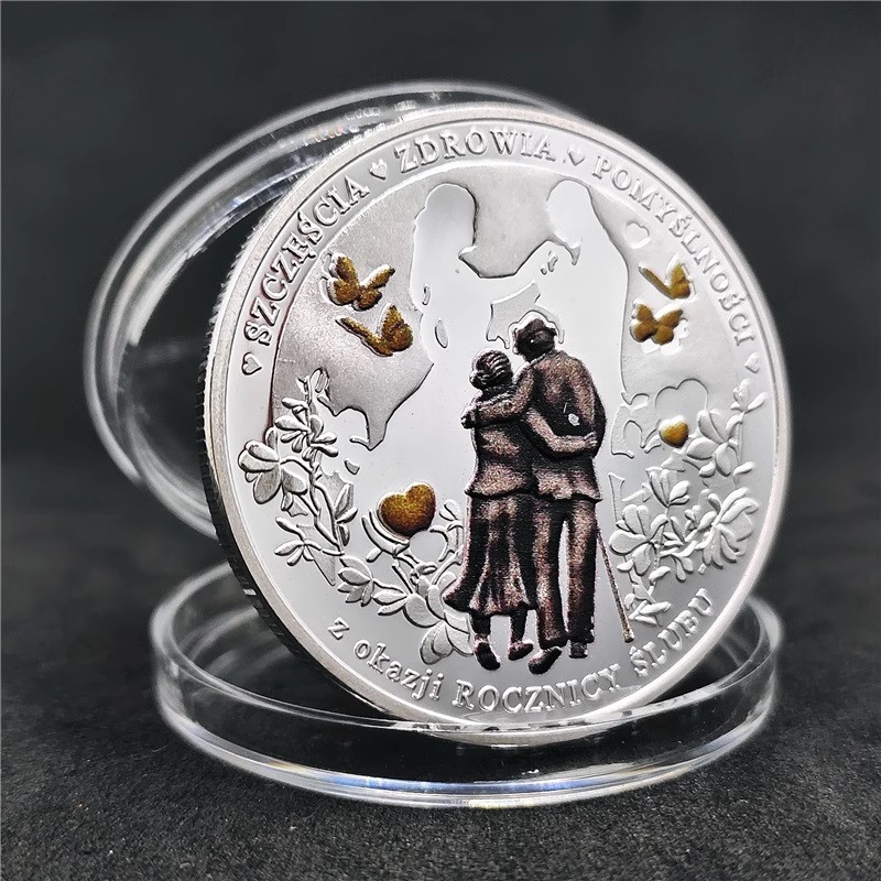 Сувенірна монета “Вічна любов і щастя“ Forever Love. кольорова сильвер. Подарунок на річницю