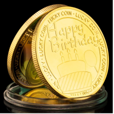 Пам“ятна сувенірна монета “З днем народження“ Happi Birthday, Голд (торт), на удачу