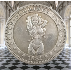 Сувенір сексуальна монета долар США 1881г “Дівчинка в купальнику“. Hobo Coin American Morgan